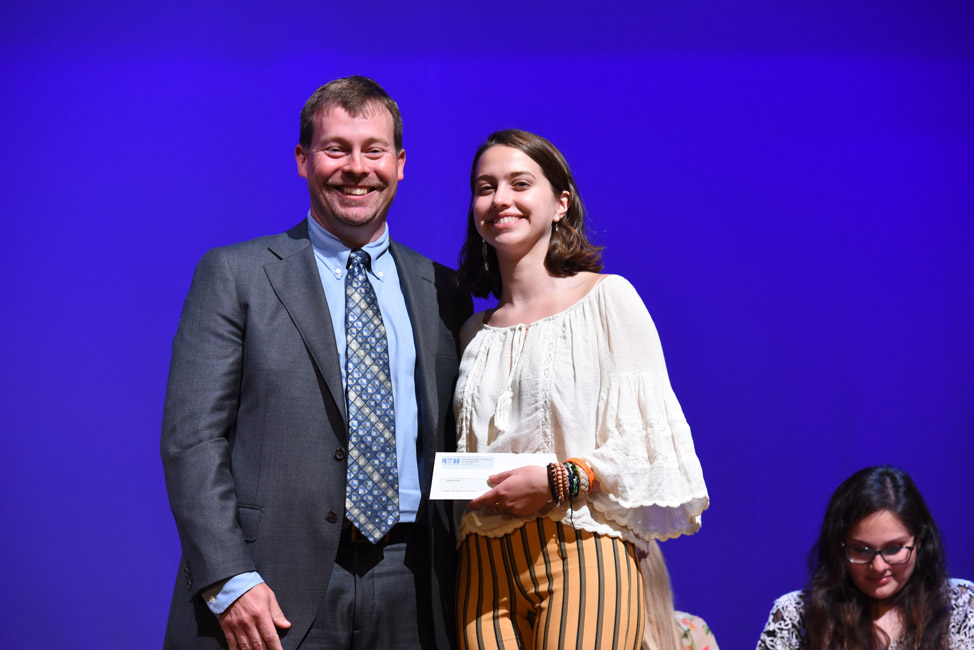 Robert Potter Memorial Scholarship recipient Maggie Giles with ATH President James Graber 