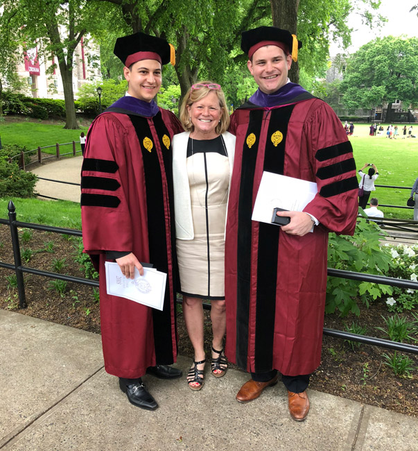 Chris and Alex Lau with their mom, Jean following their Fordham Law School graduation.