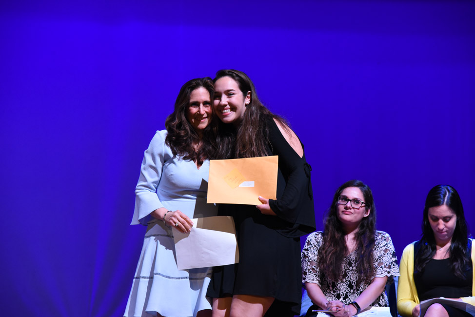 Huntington Foundation President Alice Marie Rorke with 2018 scholarship recipient Francine Nastasi 