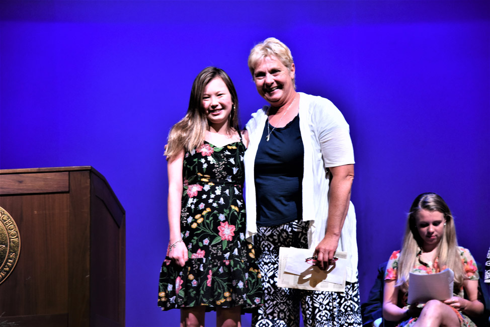 HARTE President Martha Ironman with scholarship recipient Sarah Levine.