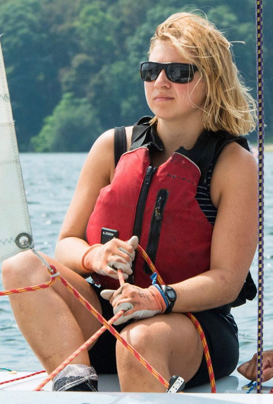 Huntington alum Greta Farrell on the water.