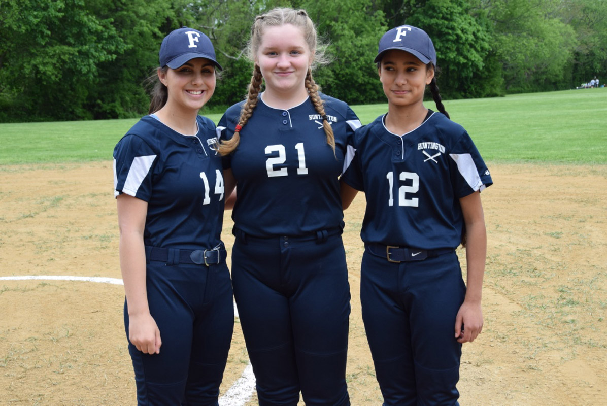 Finley softball captains (fro left) Sophia Toscano, LAuren Holly and Jasjeet Kaur 