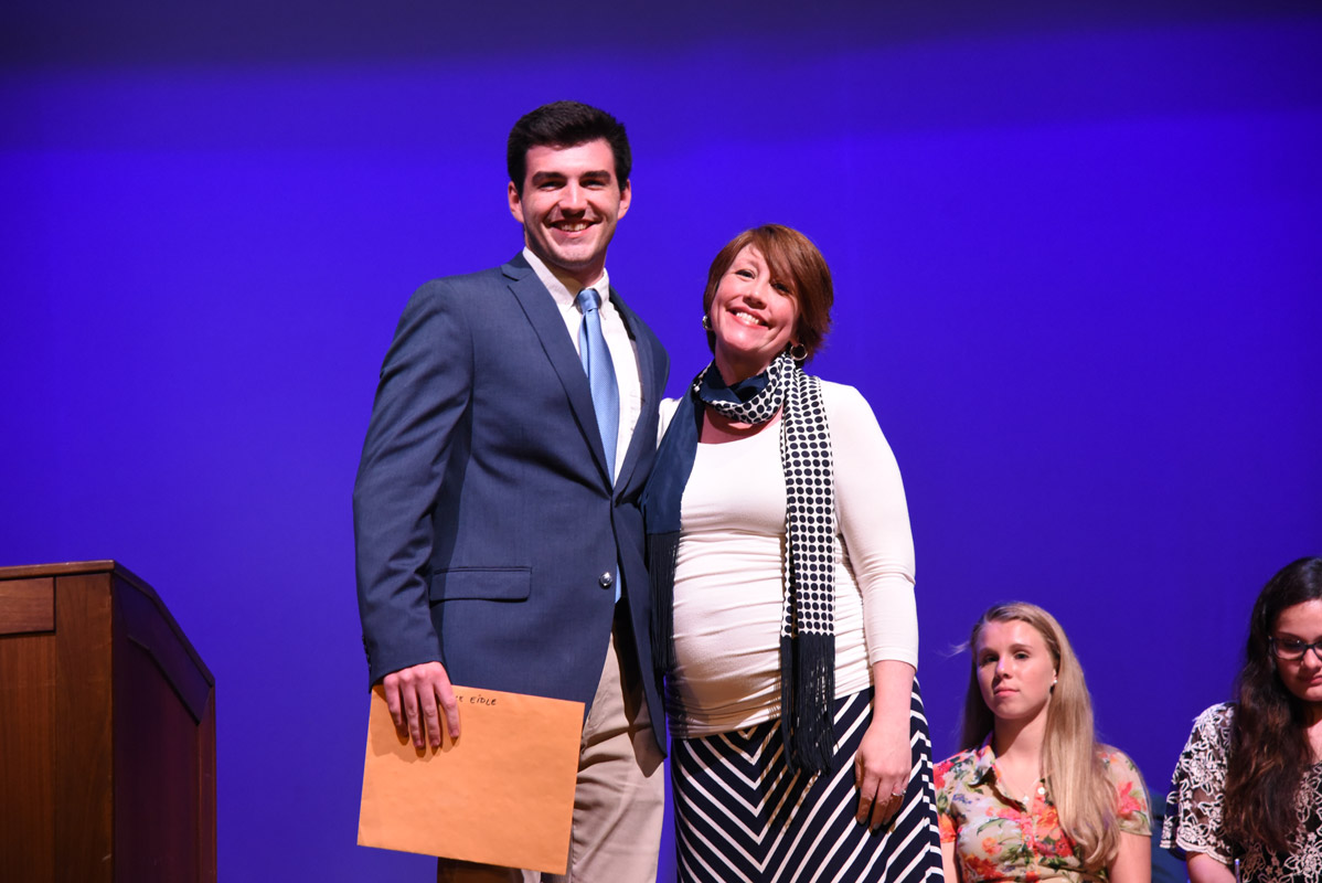 Director of STEM Jill N. Johanson presented Rutgers University bound Luke Eidle with the Rensselaer Medal 
