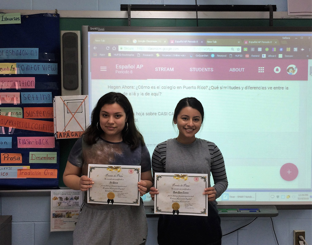 National Spanish Exam Silver Award recipients Iris Garcia and Rocio Rivas Lizama.