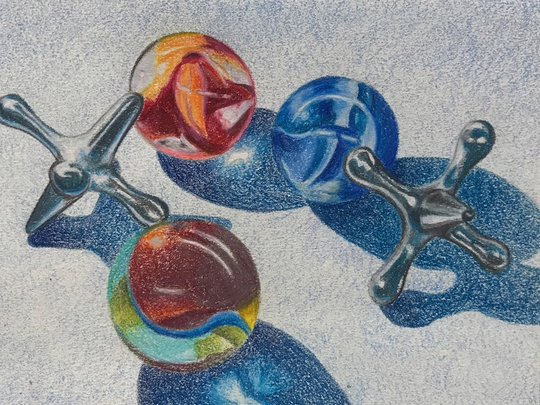 Huntington's Rachel Moss created gorgeous colored pencil and watercolor prints 
