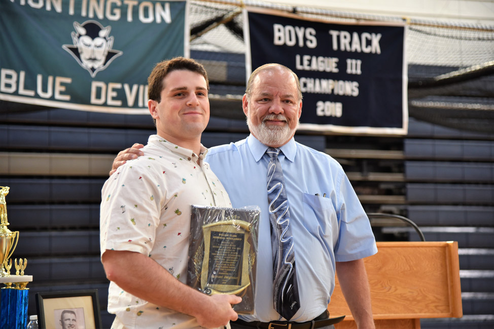 William Class Memorial Scholarship Award recipient Samuel Bergman with Michael Connell 