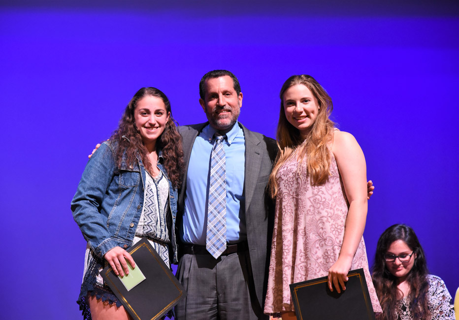 Huntington Superintendent James W. Polansky is flanked by Jamie Spector and Lindsay Saginaw