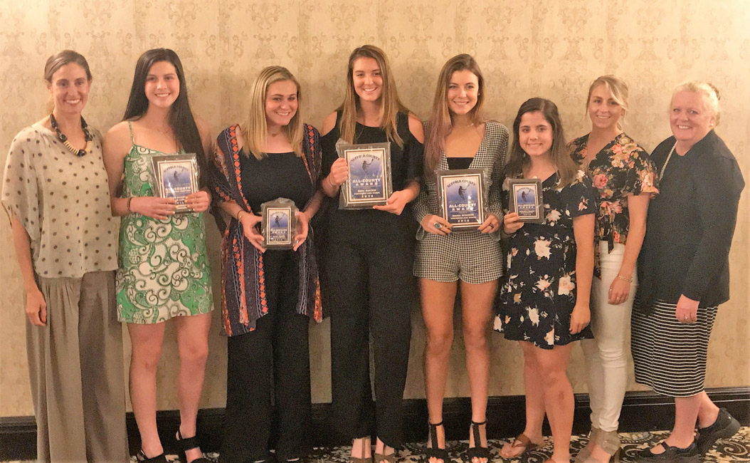 Huntington players and coaches at the Suffolk Girls' Lax Coaches Association's All-County dinner.