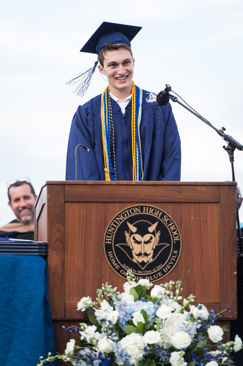 Valedictorian Aidan Forbes gave a heartfelt address to classmates. (Darin Reed photo.)