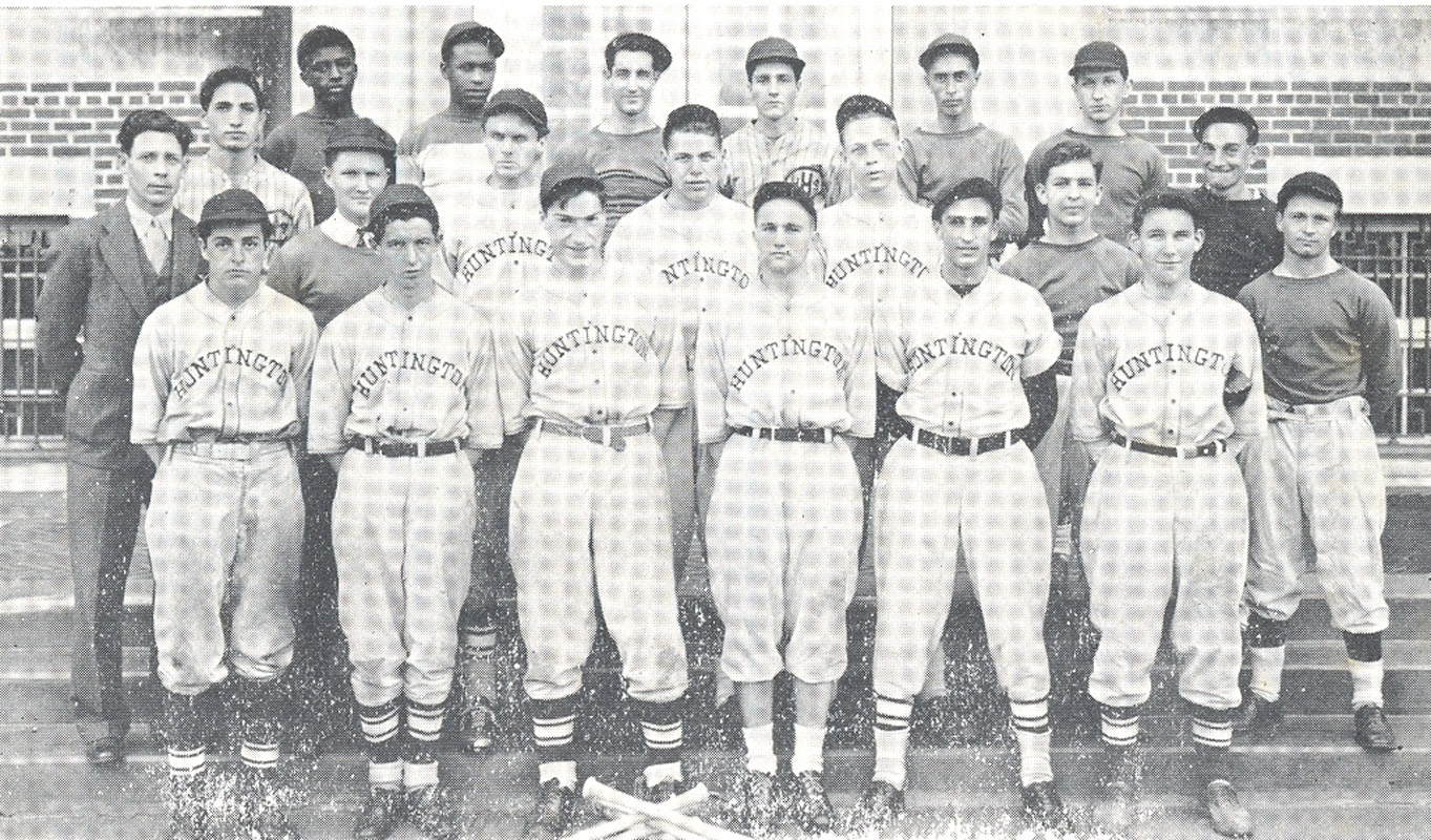 Coach Bill Class (second row left) with the 1939 Huntington baseball team..