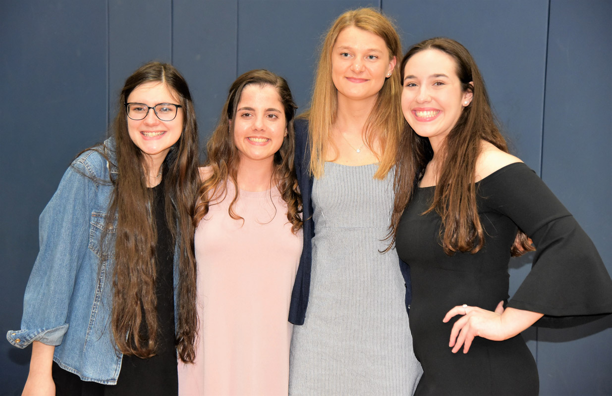 Francine Nasti (right) with fellow Huntington Class of 2018 Distinguished Seniors honorees.