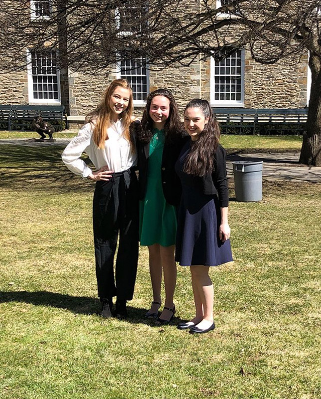 Bella Neira, Moira Contino, Maggie Lalor in Cooperstown for State History Day.