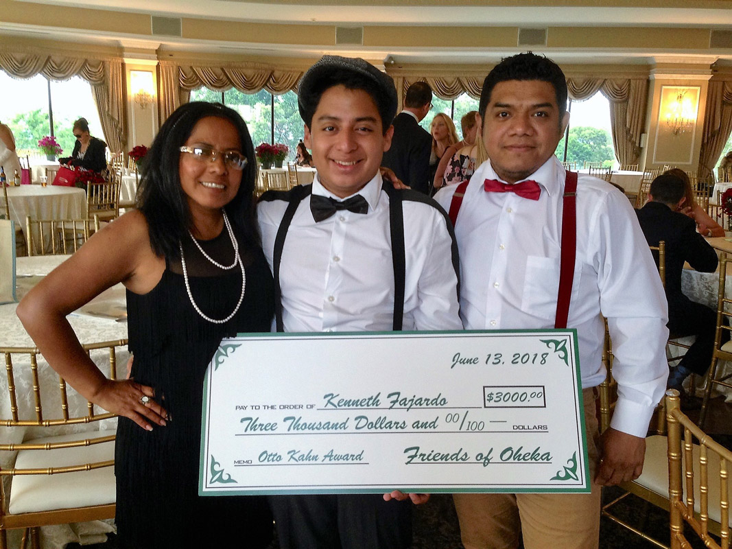 Kenny Fajardo with his parents at OHEKA Castle..