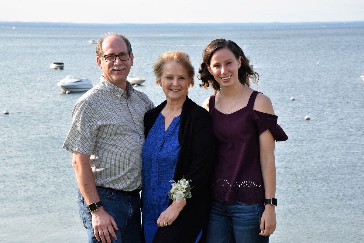 Marsha Neville with her family at the Washington School retirement party at the Bay Club 