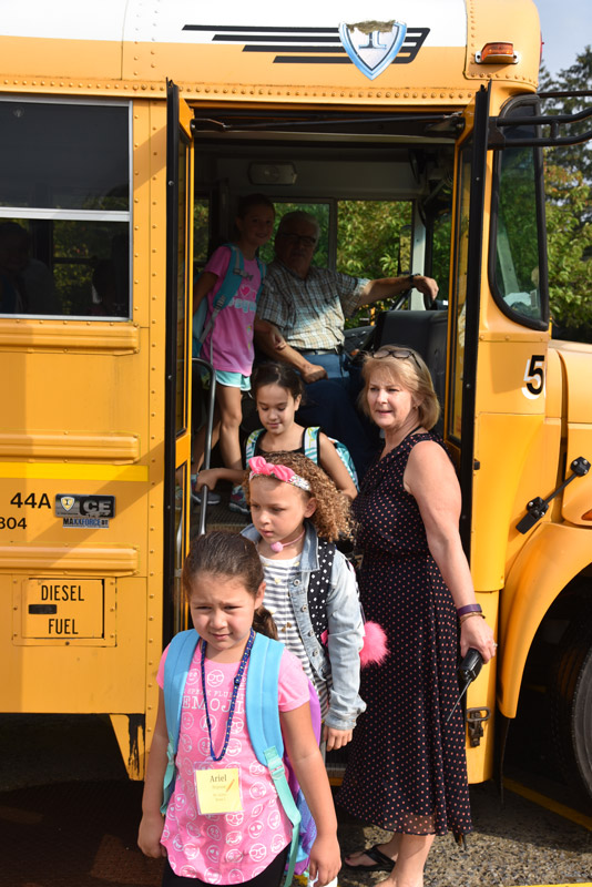 Washington Principal Marsha Neville greeted students on the first day of school 