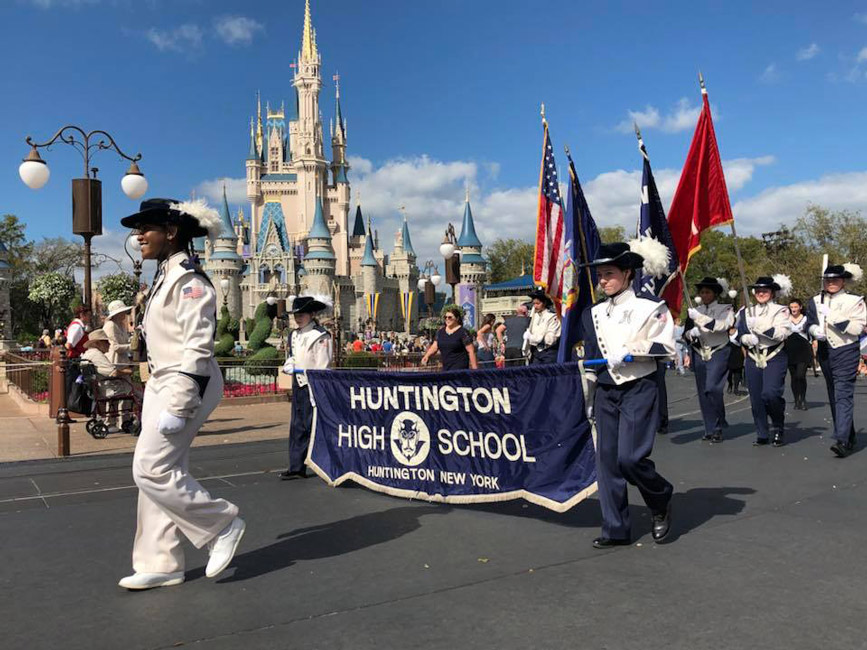 The Huntington Blue Devil band marched down Disney's Main Street USA, delighting the crowd.