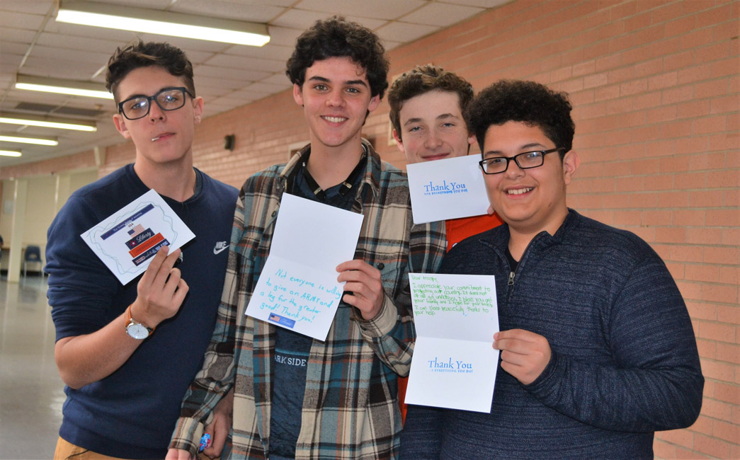 Huntington High School students embraced the PTA's Operation Grateful Hearts.