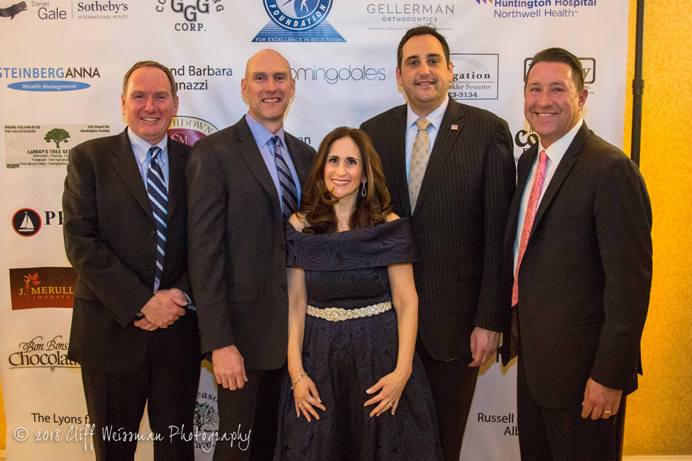 Town Supervisor Chad Lupinacci with HFEE President Alice Marie Rorke and the honorees. (Cliff Weissman photo.)