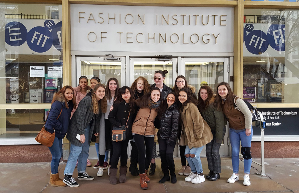 A group of 14 Huntington students visited the Fashion Institute of Technology galleries in New York City.