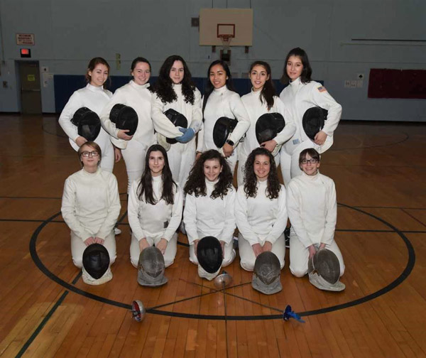The Huntington High School girls' fencing team.