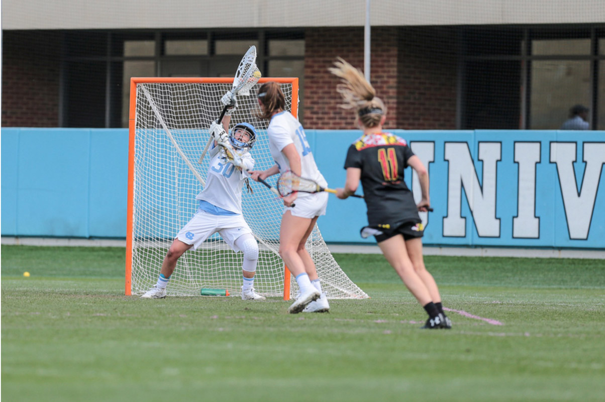 Huntington's Taylor Moreno started in goal for UNC against Virginia and won the game for the Tar Heels.