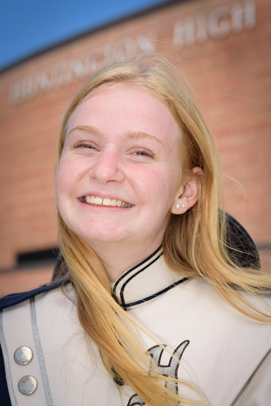 Amelia Reilly performed with the Blue Devil marching band. (Darin Reed photo.)