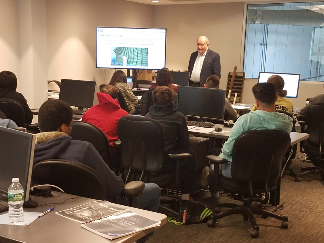 Six Huntington students are participating in a STEM program at the Composite Protyping Center in Plainview.