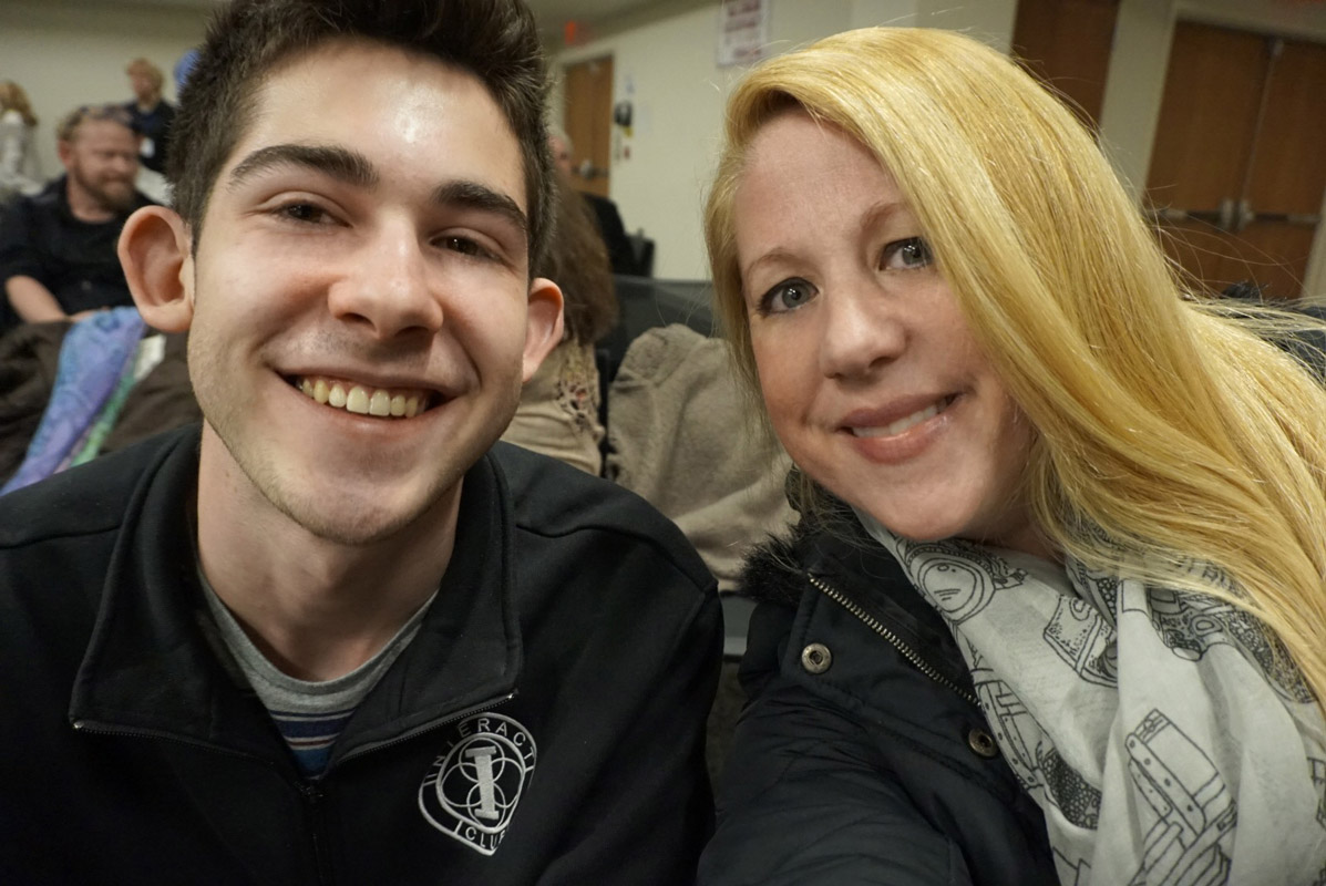 Quinn Blackburn with Huntington photography teacher Pam Piffard at the Huntington Camera Club workshop.