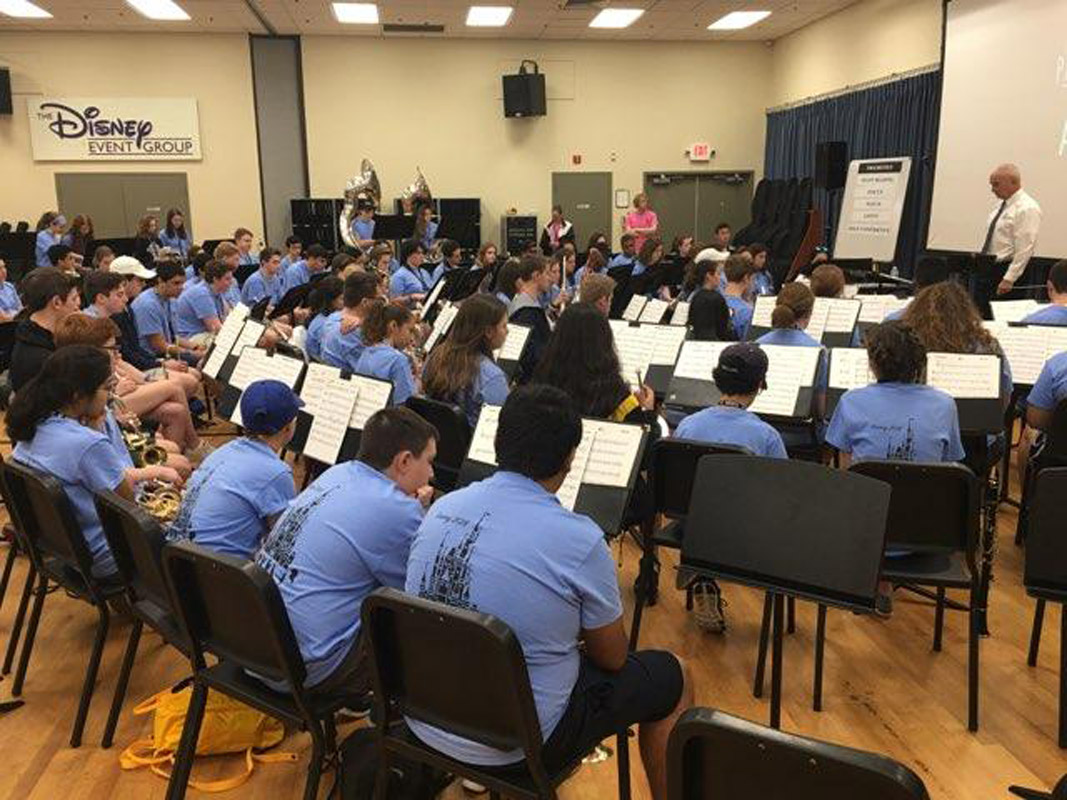 Blue Devil marching band members participated in a workshop at Walt Disney World Resort.
