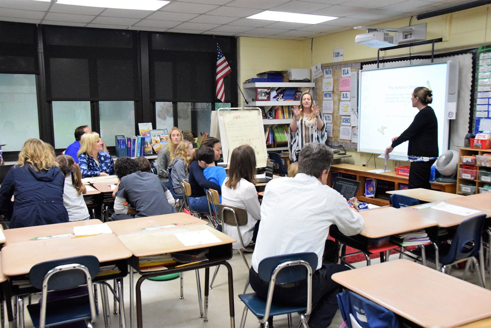 Southdown students and their parents worked together on Scratch coding in classrooms/