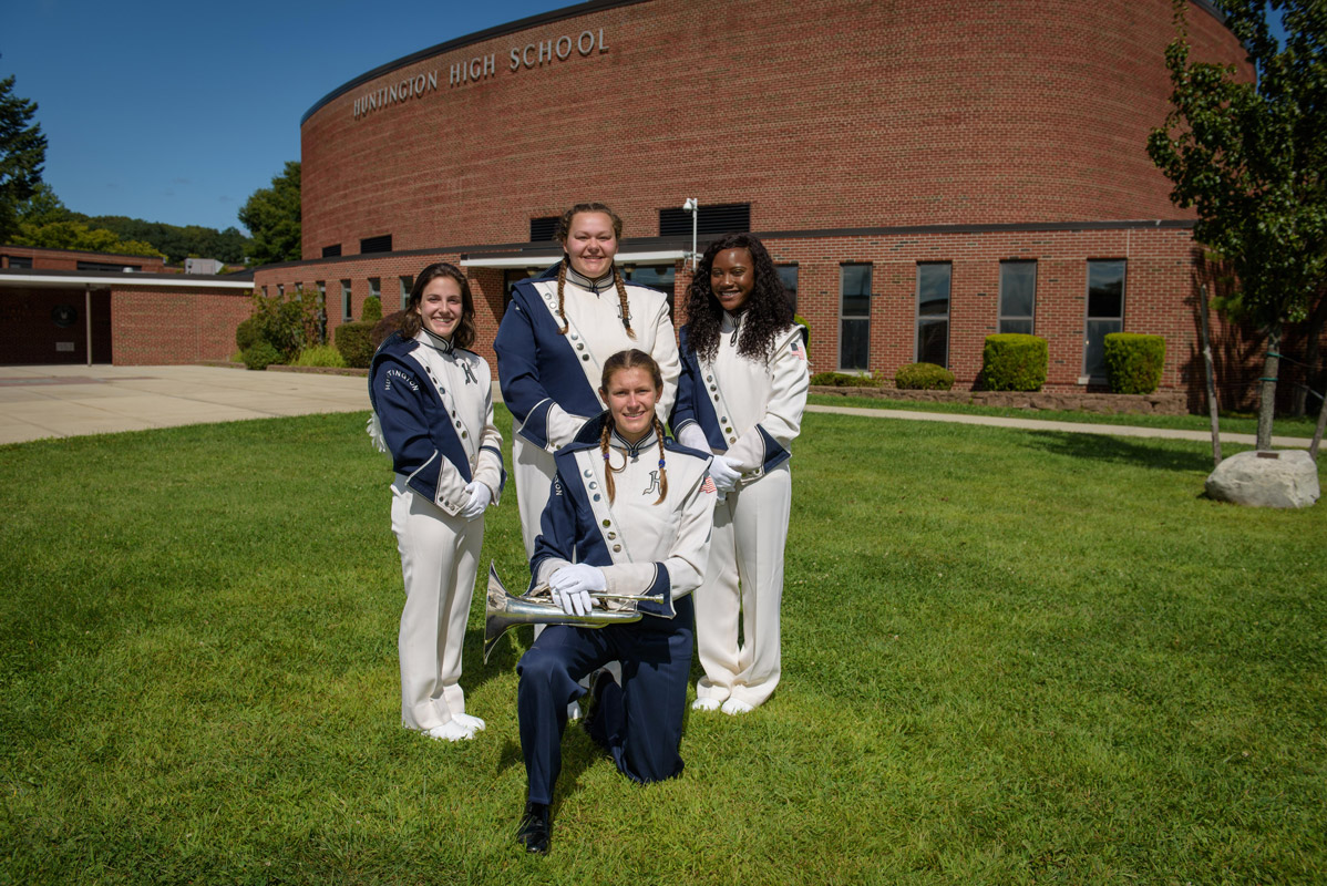 Adina Kirkland (kneeling) with fellow marching band leaders. (Darin Reed photo (1)