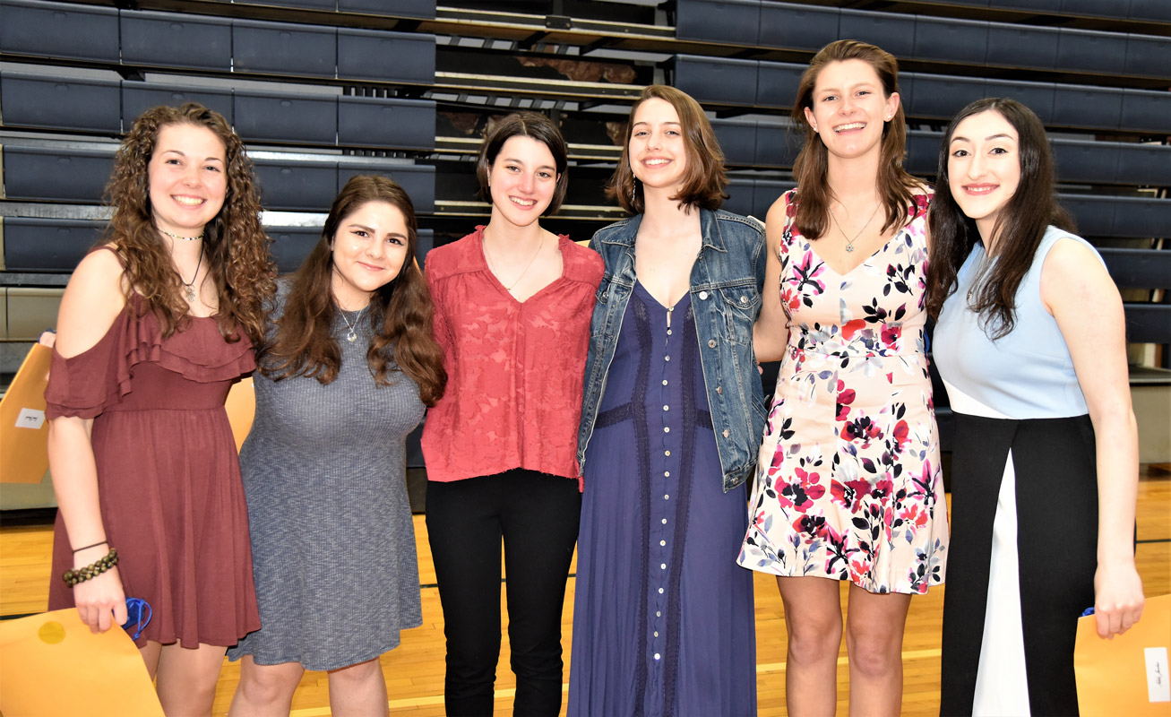 Gaia D'Anna (third from left) with fellow Huntington Class of 2018 Distinguished Seniors.