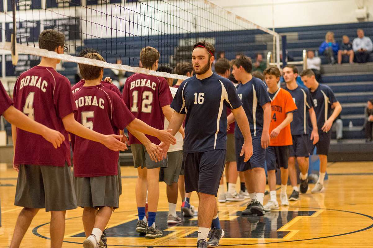 Chris Martin (No. 16) on the court for the Blue Devil volleyball team. (Darin Reed photo)