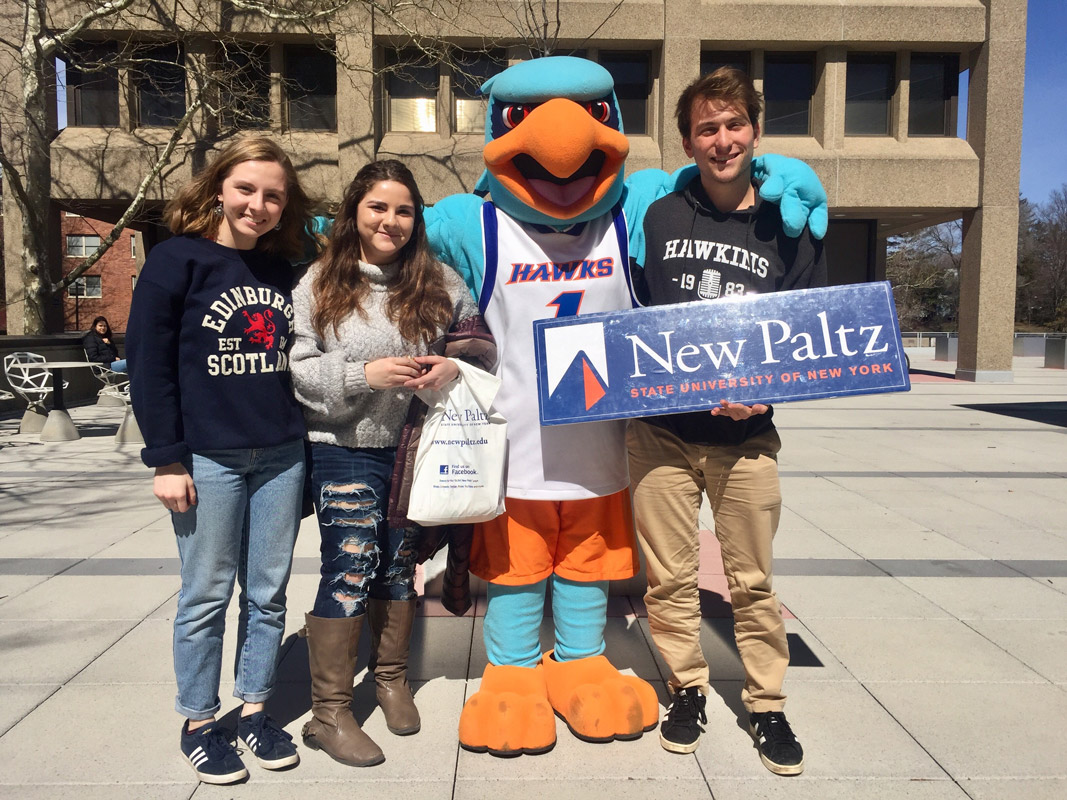 Sarah Glascock (second from left) on the SUNY New Paltz campus.