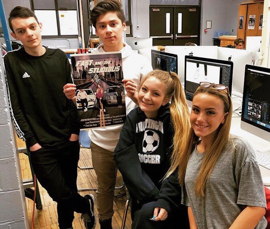 Lindsay Martin (right) with filmmaking team members 