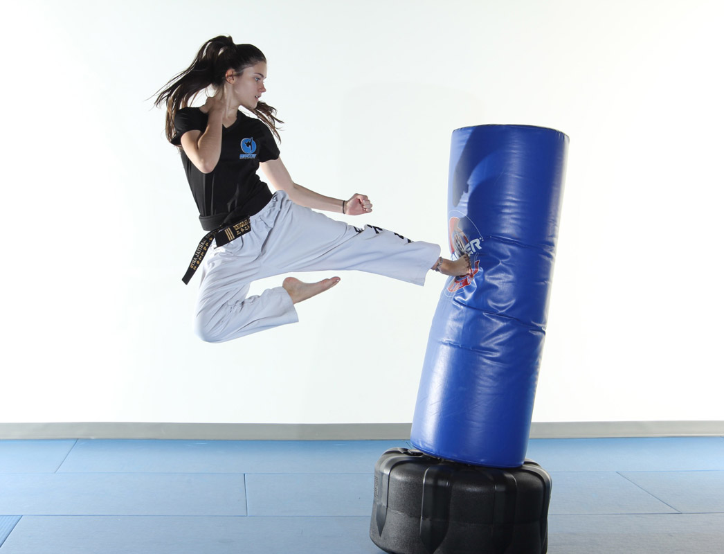 Erica Vazquez is a third degree black belt in taekwondo.