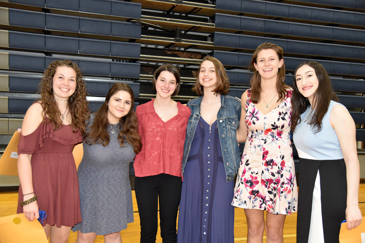 Nikki Jacobus (right) at Huntington's Distinguished Seniors banquet this past April.