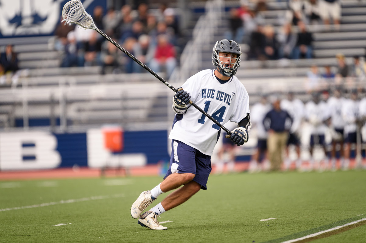 Gerard Federici in action for Blue Devil lacrosse. (Darin Reed photo.)