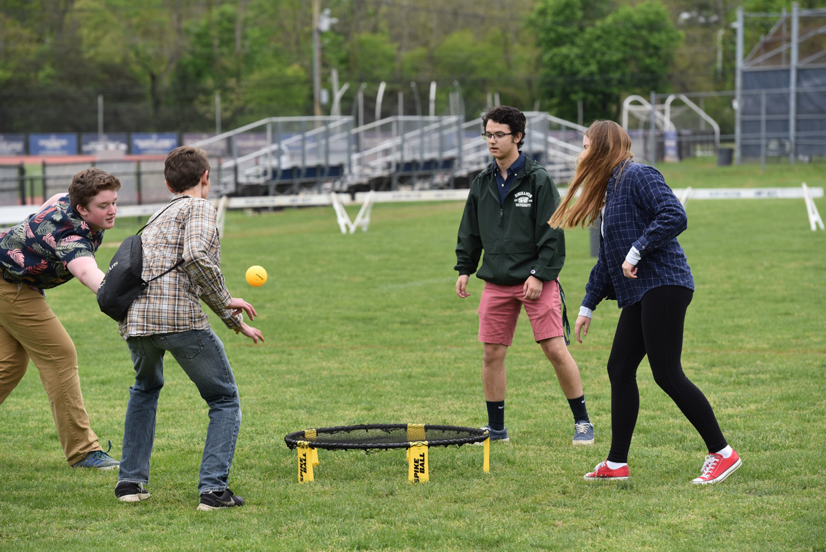 The crowd also spent time playing field games.