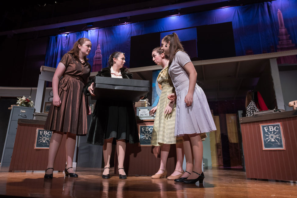 Huntington drama club actors and stagehands were thrilled with the fall production, The Desk Set (Darin Reed photo.)