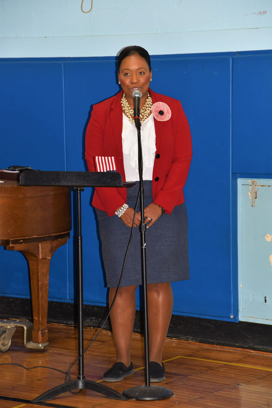 Pricipal Michelle Richards sang the national anthem.