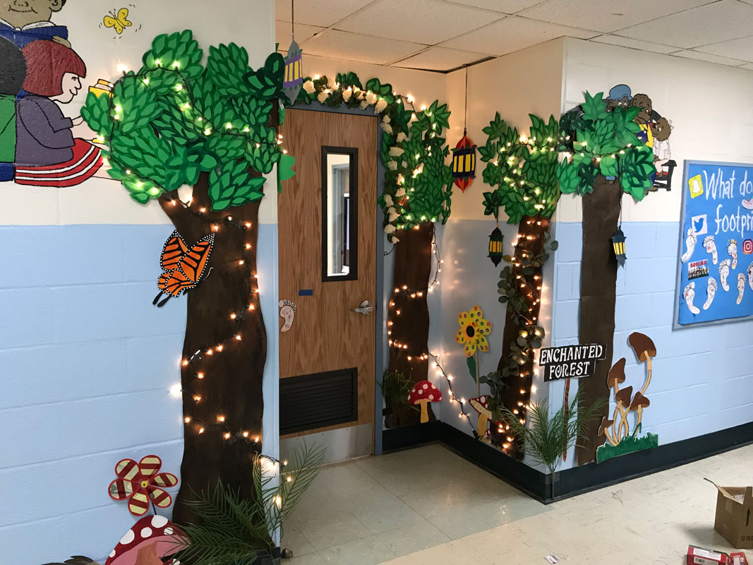 Artwork installed outside of the Washington School library. 