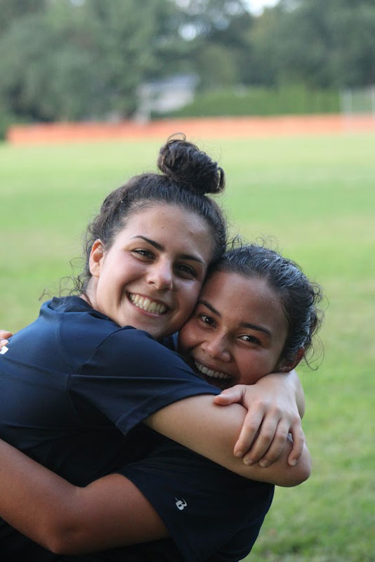 Huntington JV girls' soccer captains Isabella Algieri and Johanna Campos-Moreira. (Andy Ulloa photo.)