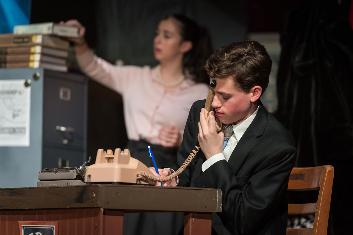 Huntington drama club actors and stagehands were thrilled with the fall production, The Desk Set (Darin Reed photo.) 