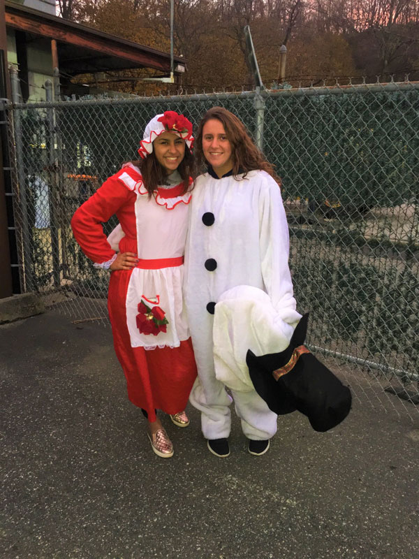 Kiara Rafailan and Alyssa Sorensen at last year's holiday parade.