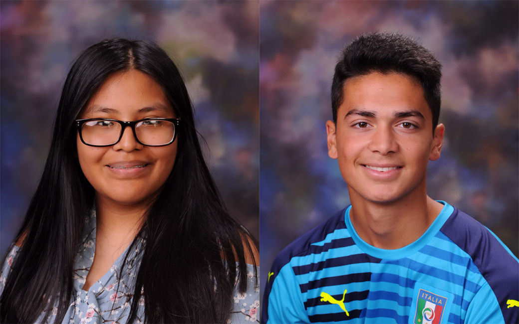 Huntington High School seniors Melissa Torres (left) and Tyler Abedin (right).