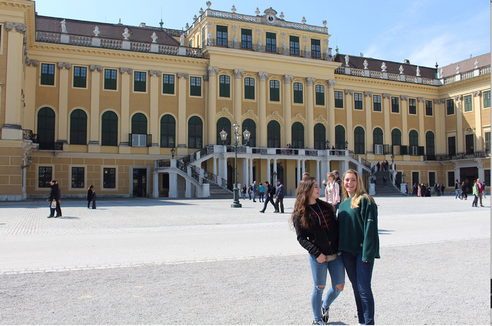 Mia Breitbarth (left) has traveled to many countries around the world.