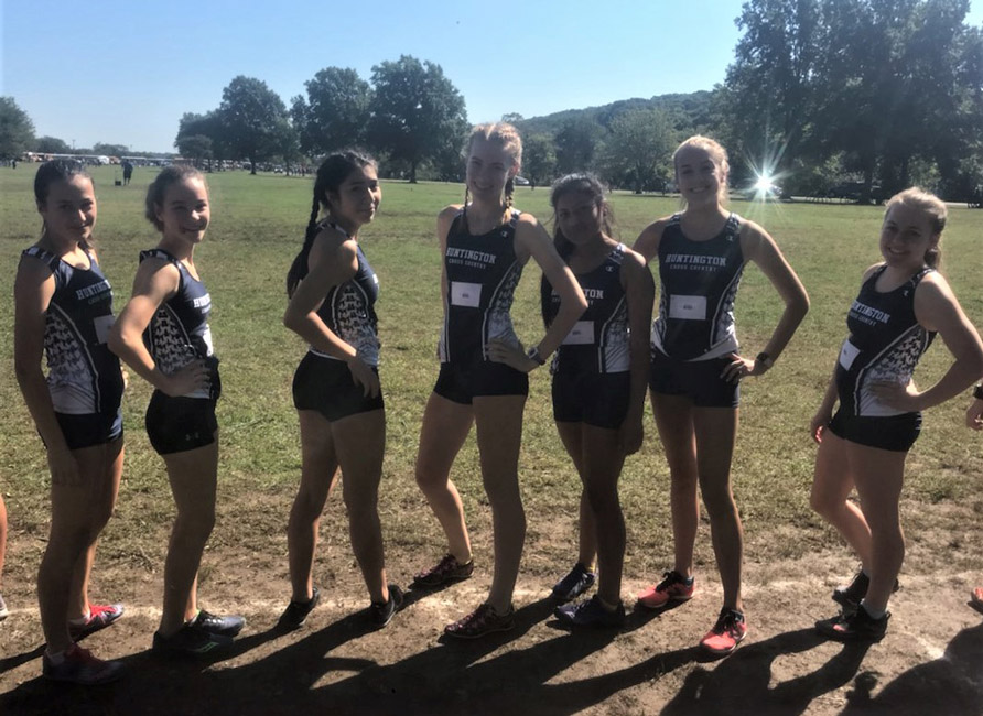 The Huntington girls' cross country team is always excited at the starting line.