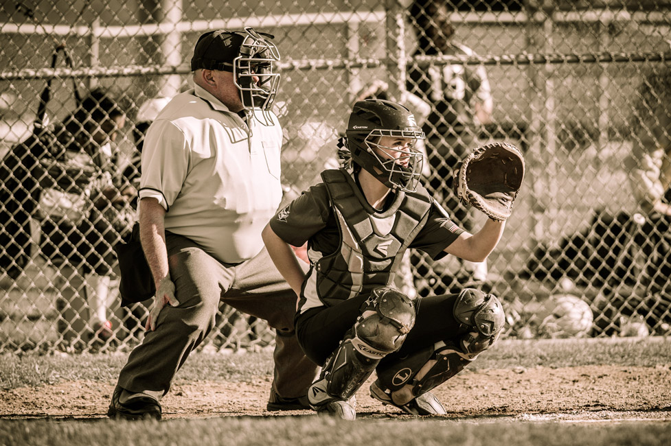 Huntington catcher Alexandra Gerbavsits in action. (Darin Reed photo.)
