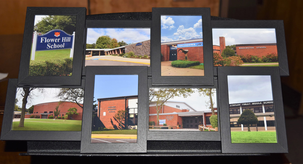 Huntington High School photography students created an eight school collage for trustees